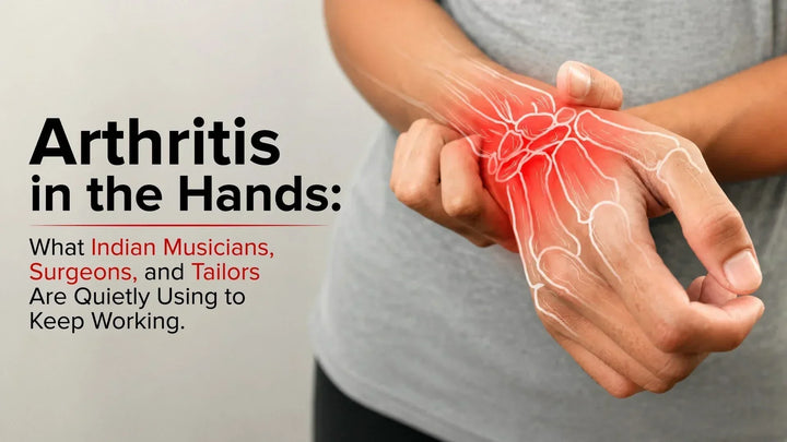 Hand with inflamed joints illustrating arthritis pain.